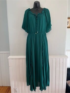 Belle & Bloom Amour Amour Ruffled Midi Dress, Size Large